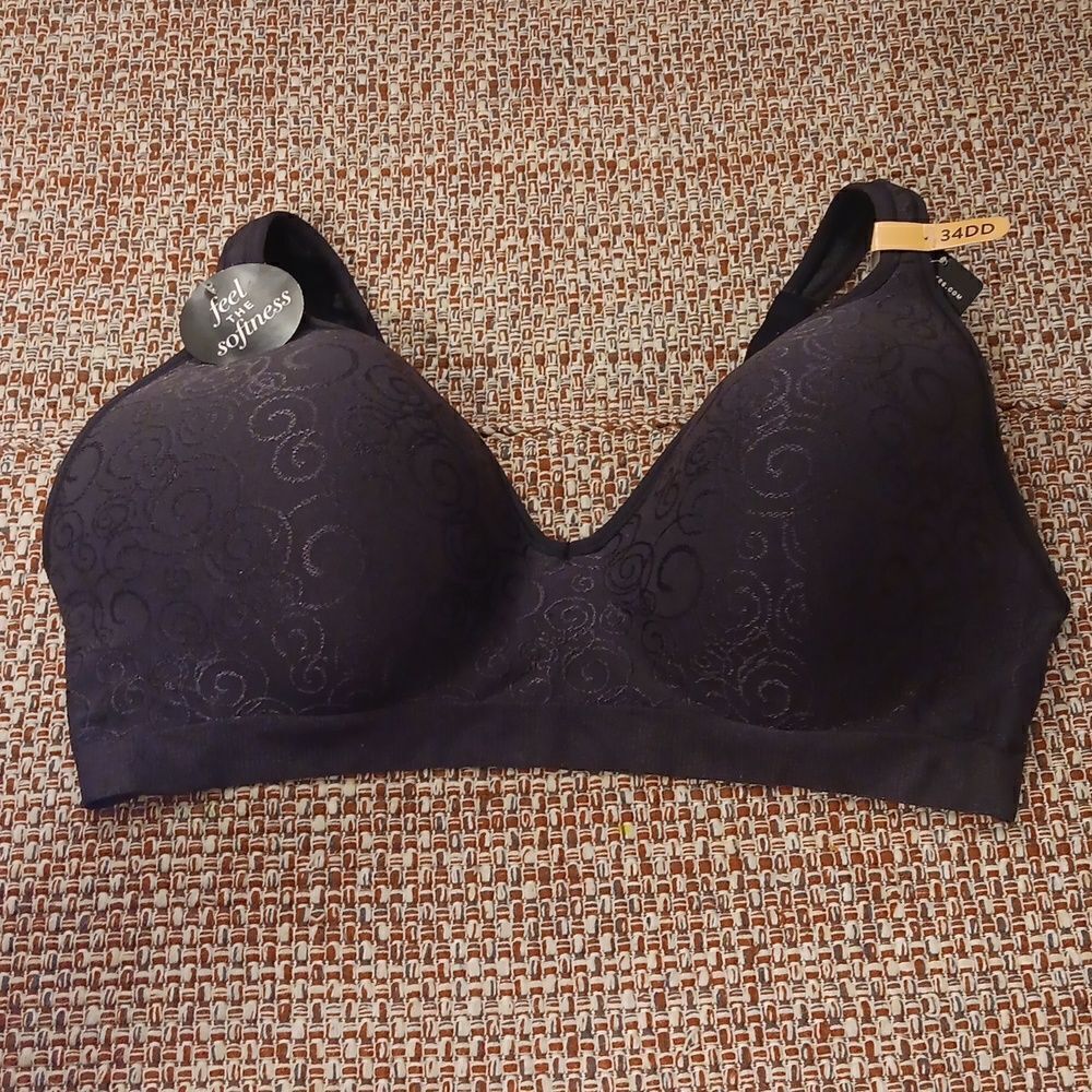 34DD Bali Comfort Revolution Shaping Wireless Smoothing Bra Style3463 Black Swir - Picture 4 of 9